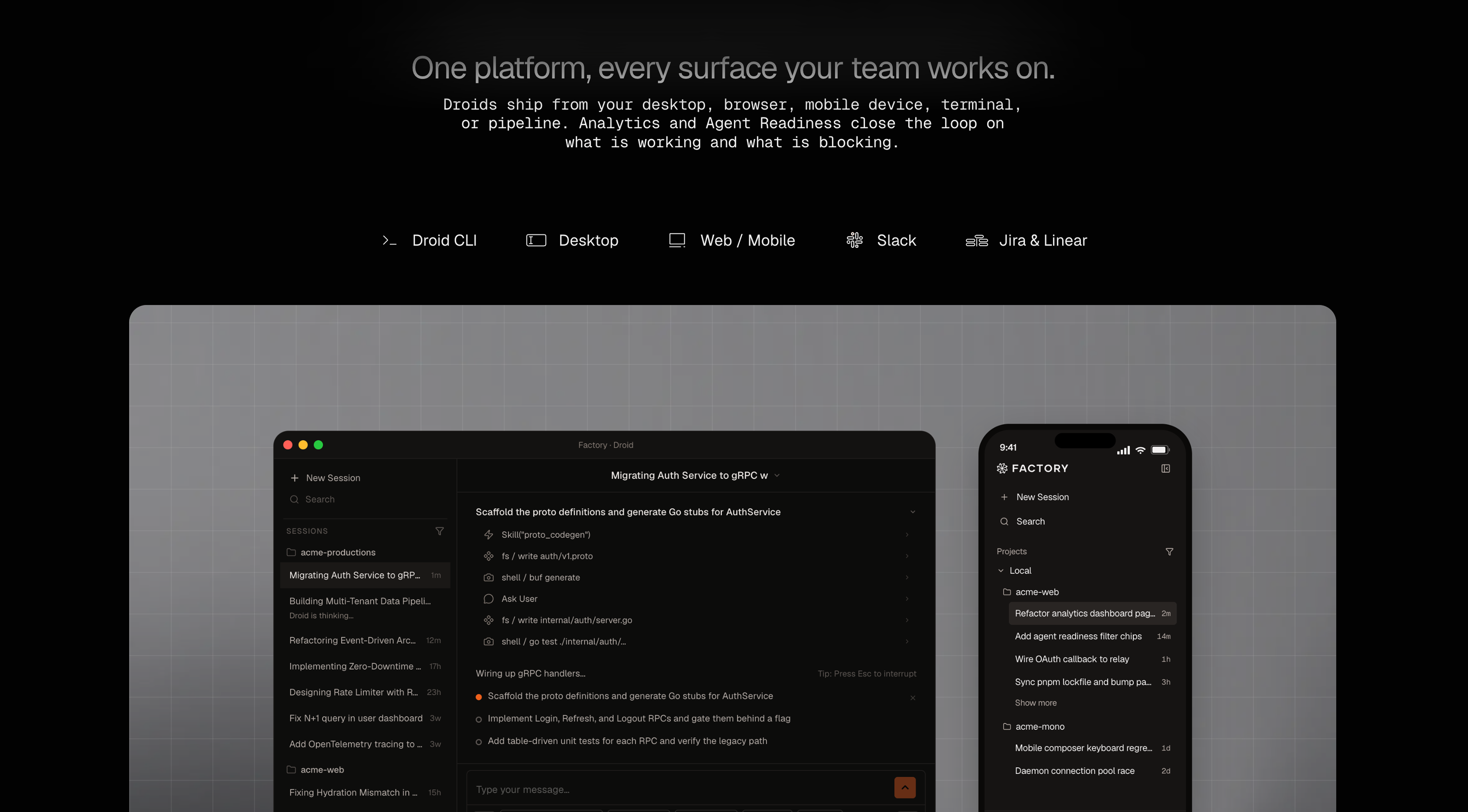 Factory product interface